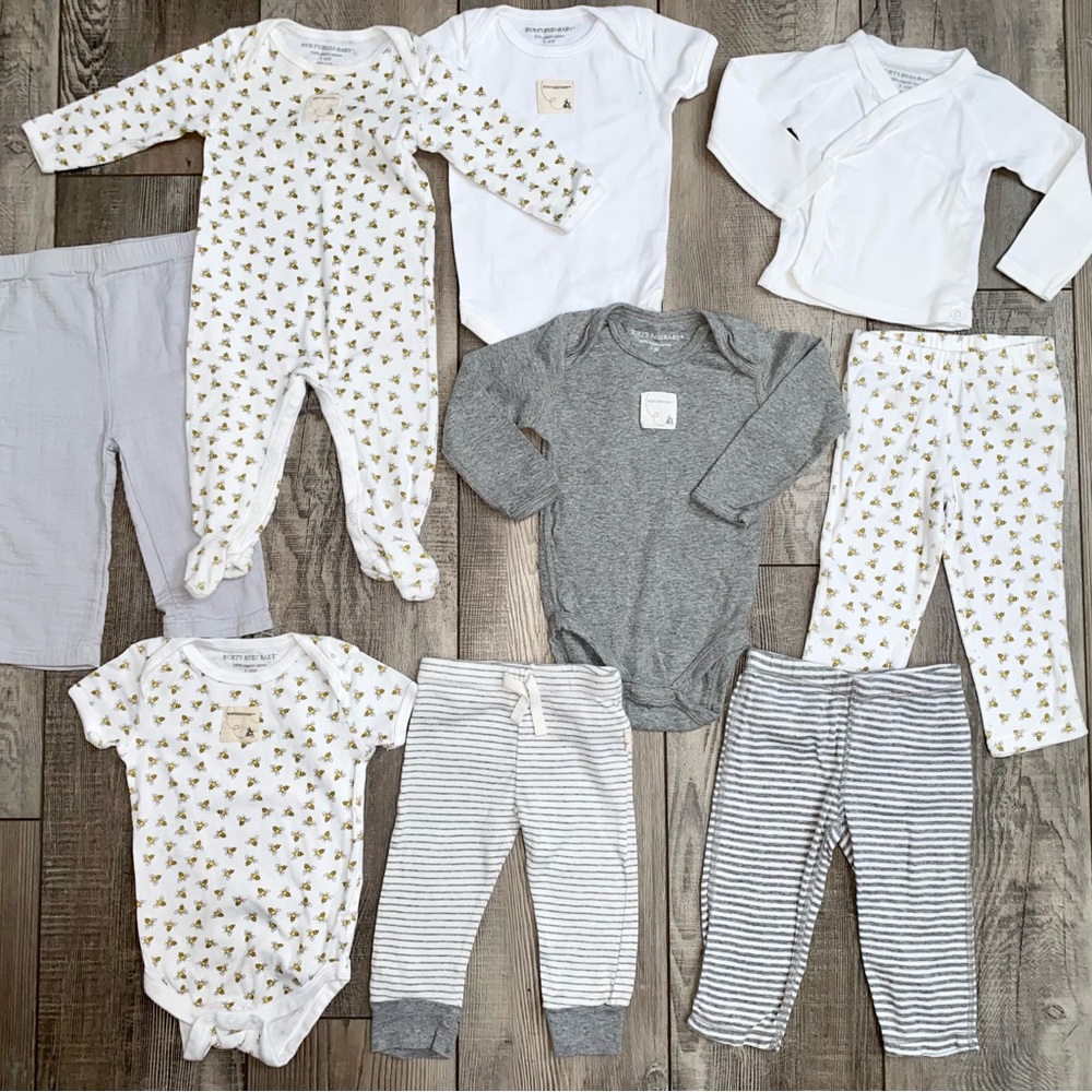 Burt’s Bees Baby Bundle Clothing 3M 6M Infant Bumble Bee Grey Gender Neutral